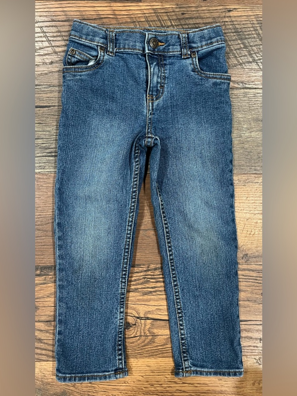 Carter's Blue Denim Straight Jeans with Gold Stitching